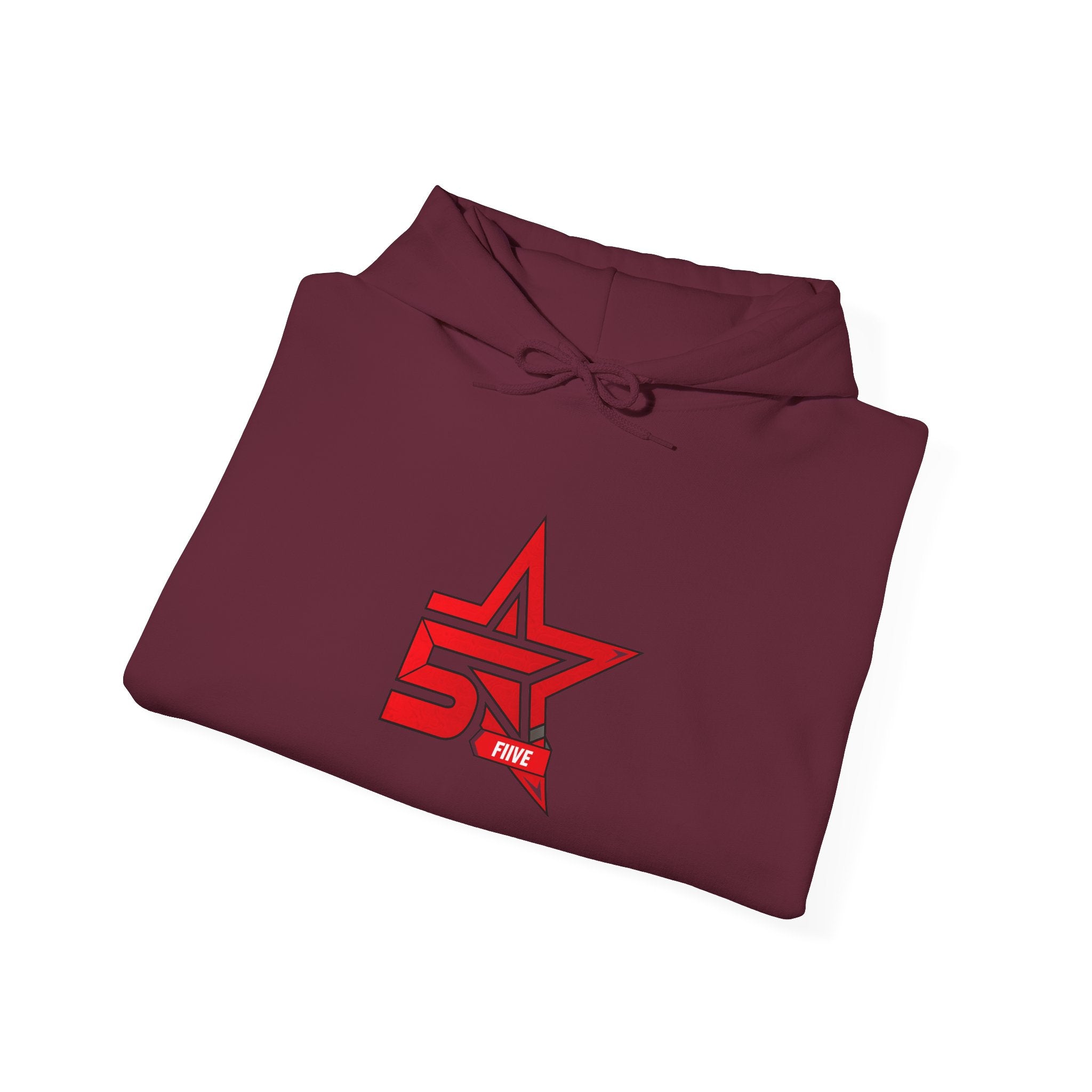 Star '5ive' Logo Hoodie — Red Retro Athletic Pullover