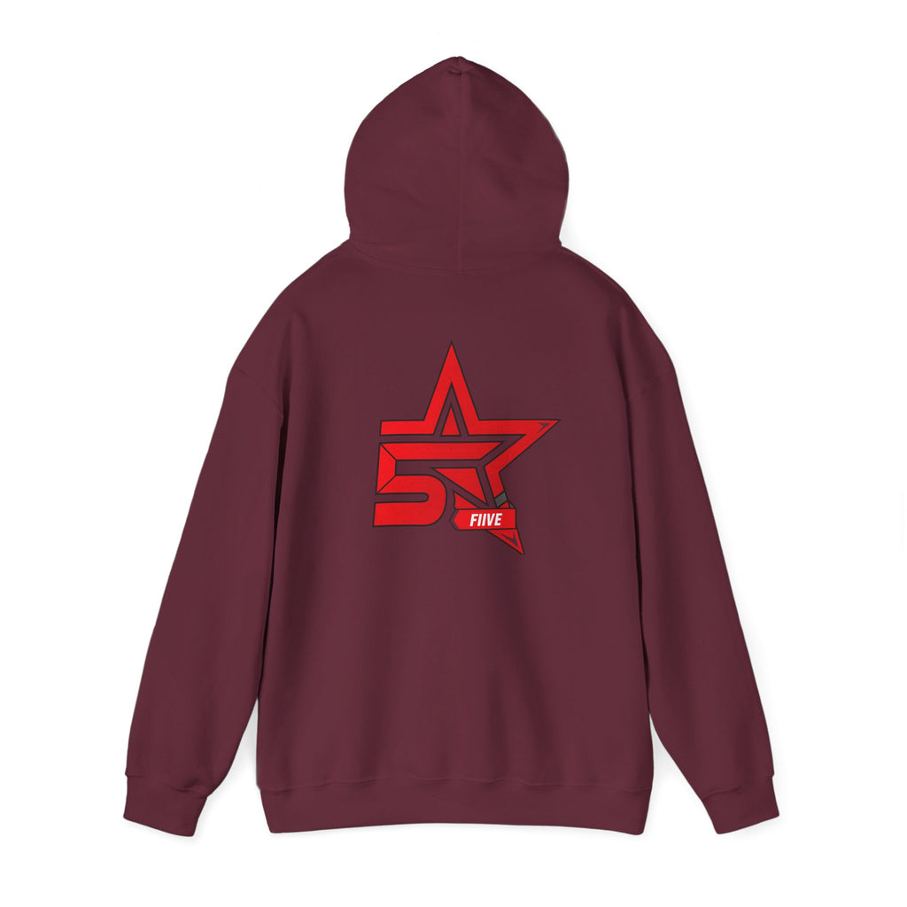 Star '5ive' Logo Hoodie — Red Retro Athletic Pullover