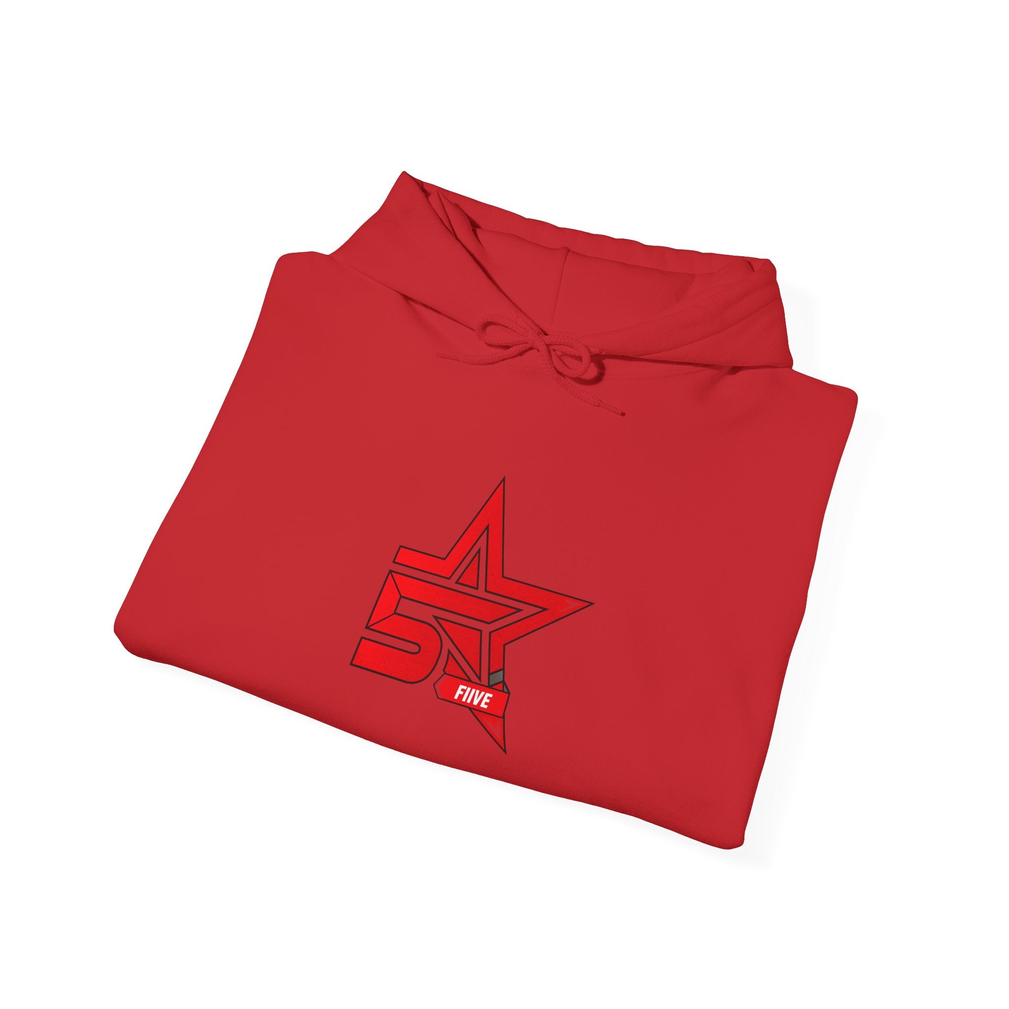 Star '5ive' Logo Hoodie — Red Retro Athletic Pullover