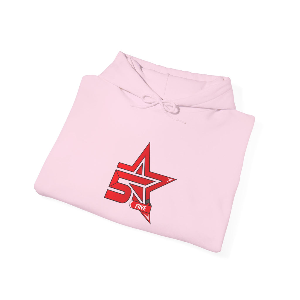 Star '5ive' Logo Hoodie — Red Retro Athletic Pullover
