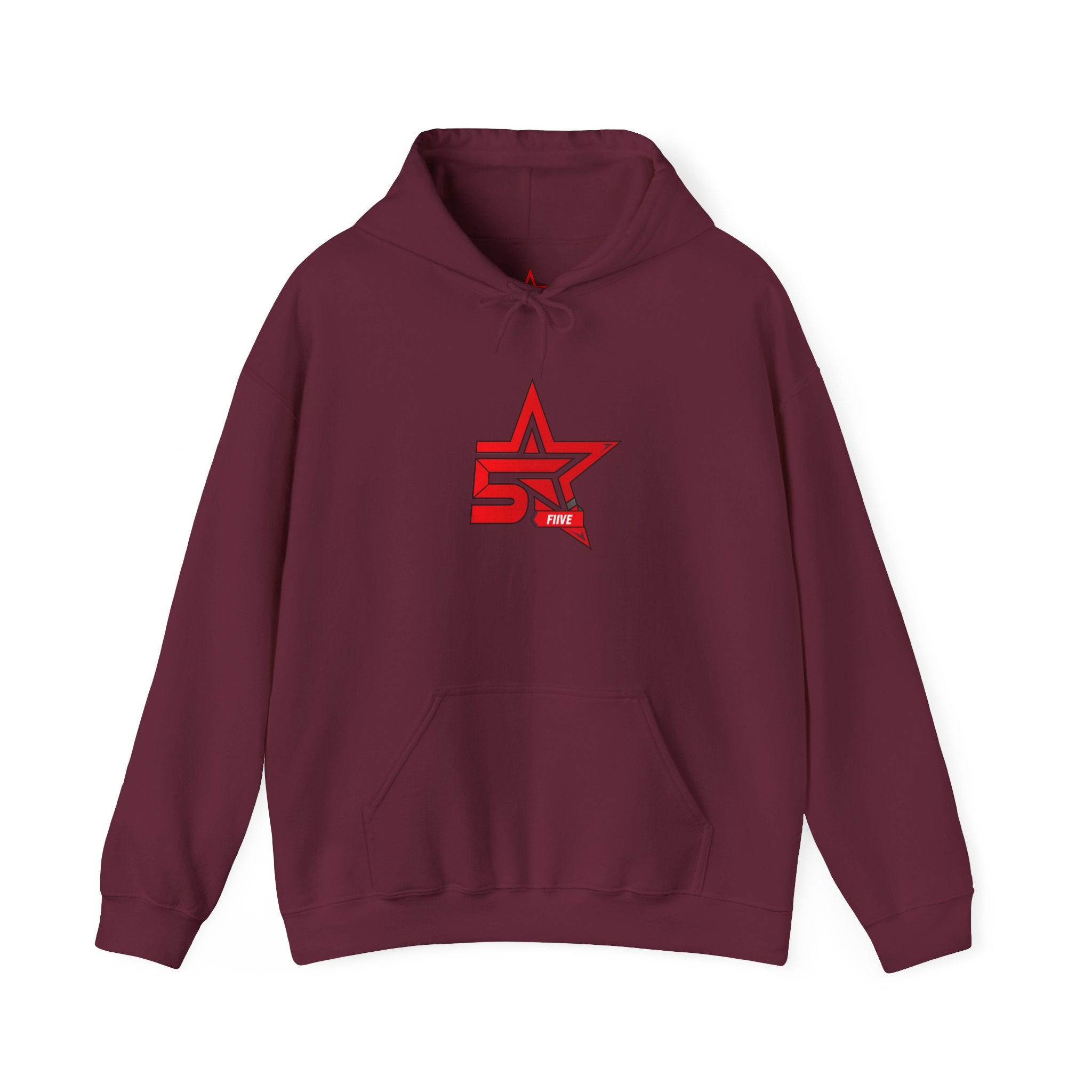 Star '5ive' Logo Hoodie — Red Retro Athletic Pullover