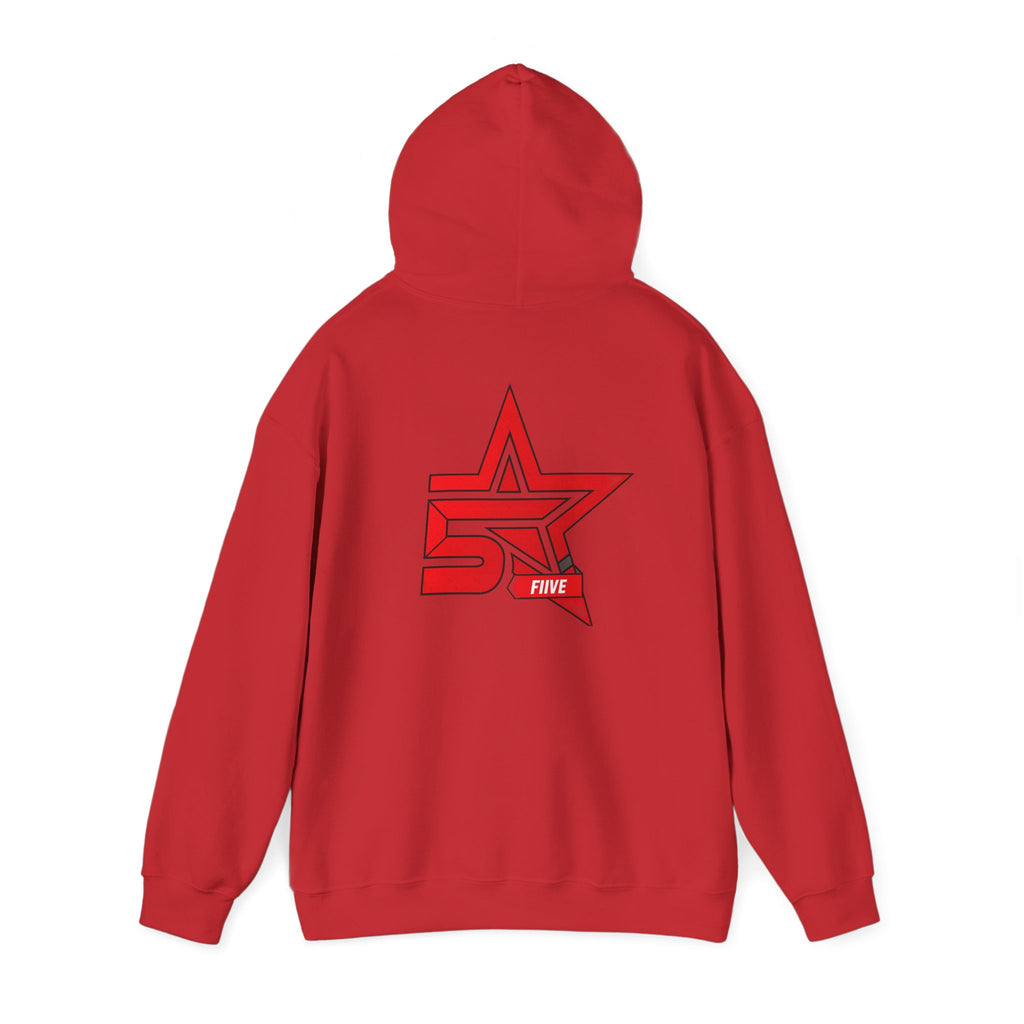 Star '5ive' Logo Hoodie — Red Retro Athletic Pullover